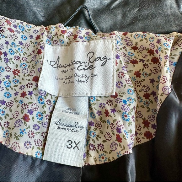 American Rag Women’s Plus Size 3X Black Faux Leather Zip Up Moto Jacket Classic - Picture 10 of 14